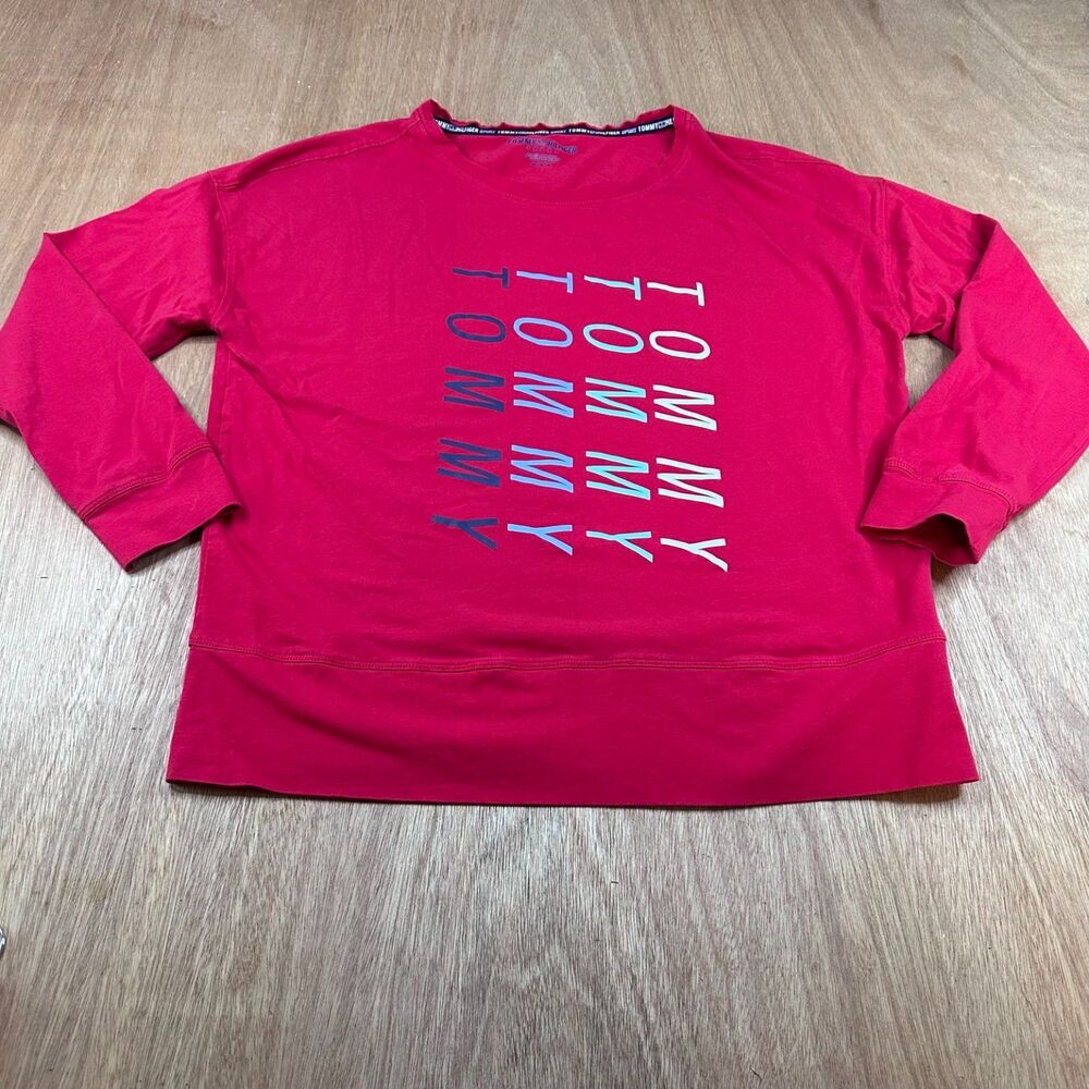 Tommy Hilfiger Sport Sweatshirt Women M Red Logo Graphic Pullover